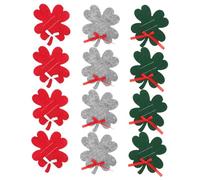VICASKY 12pcs Christmas Four Leaf Clover Money Holder Felt Fabric Credit Card Cash Wallets Red Green Gray Festive Family Travel Daily Use
