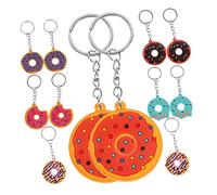 VICASKY 12Pcs Cute Cartoon Donut Keychain Fashion Soft Hanging Charms Novelty Keyring for Bags and Wallets Donut Design Fun Accessory for Daily Use