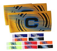 VICASKY 12pcs Elastic Football Captain Armbands Sweat Resistant Soccer Captain C Bands for Adults and Youths Lightweight Sports Armbands in Red Blue Black Fluorescent Green Orange Gold