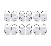VICASKY 12pcs Ghost Candy Bucket Halloween Treat Holder Plastic Pumpkin Storage Jar for Boys and Girls Trick Treat Party Favor