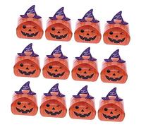 VICASKY 12pcs Halloween Pumpkin Candy Gift Bags Orange Creative Treat Pouches Portable Eco Friendly Gift Packaging for Party Favors