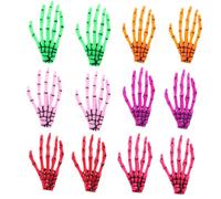 VICASKY 12pcs Halloween Skeleton Hand Hair Clips Luminous Glow Dark Bobby Pins for Women and Creative Hairpins Costume and Day Dead Accessories Multi Color
