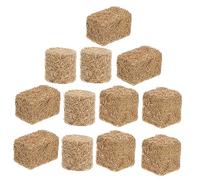 VICASKY 12pcs Home Decor Fuax Miniature Hay Blocks Round Blocks Mini Hay Bales Coop Outdoor Garden Decor Small Hay Bales for Decorating Cylinder Ferret Toys Miniature Prop Wood