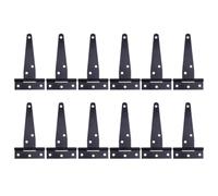 VICASKY 12pcs Inches T Shape Heavy Duty Door Hinges Black Rustproof Iron Gate Strap Hinges with 6 Screw Holes for Outdoor Gates and Background Walls