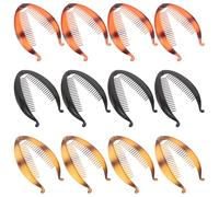 VICASKY 12pcs Large Hair Clips DIY Fish Claw Clips with Glossy Finish in Black Yellow Tortoiseshell and Red Tortoiseshell for Ponytail and Updo Hairstyles