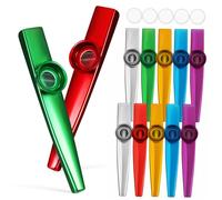 VICASKY 12pcs Metal Kazoo Set with 12 Diaphragms, Small Music Instruments for Adults and Kids, Practice Kazoos for Beginners and Guitar Accompaniment