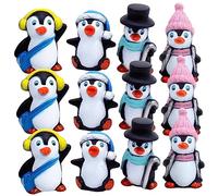 VICASKY 12Pcs Micro Penguin Figures Cute Decor for Cake Toppers Boy Ornaments Realistic Penguin Statues for Boy Girl Play Home Decor Photo Props and Winter Celebrations