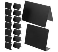 VICASKY 12Pcs Mini Chalkboard Signs Set, Matte Black Acrylic Tabletop Message Boards with Erasable Surface for Wedding, Buffet, and Food Labeling, Includes V-Shape and L-Shape Stands