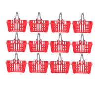 VICASKY 12Pcs Mini Grocery Basket for Lightweight Plastic Mini Storage Baskets with Dual Handles Wear Resistant Pretend Play for Boy Girl Shopping Cart Role Play