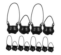 VICASKY 12pcs Mini Plastic Cauldrons with Metal Handles Reusable Halloween Party Favors for Crafts Dollhouse Kitchen Accessories Witch-themed Fairy Garden Decor