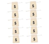 VICASKY 12pcs Money Sign Drawstring Bag Pouch Beige and Black Cotton Linen with Convenient Storage and Loss Prevention for Small and Many Occasions