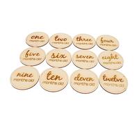 VICASKY 12pcs Monthly Cards Wooden Photo Props for Newborns Round Memory Photo Cards for Sharing Growth Social Media