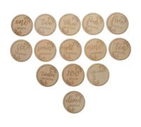VICASKY 12pcs Monthly Cards Wooden Photography Props for Boy Girl Growth Tracking Beautifully Designed Commemorative Cards for First Year Memories