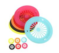 VICASKY 12pcs Plastic Drain Baskets Round Hollow Strainer Trays for Kitchen Sink for Washing Fruits Vegetables Convenient Food Drainer Red Yellow Black Sky