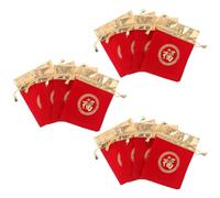 VICASKY 12pcs Red Velvet Drawstring Bags with Fu Character Embroidery, Chinese Lucky Treat Pouches Made of Flannel, Easy to Carry Party Favors for Spring Festival Celebrations
