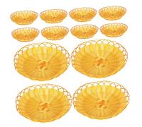 VICASKY 12pcs Round Simulation Rattan Woven Fruit Baskets for Food Serving and Storage Hollow Airflow Design Keeps Bread Vegetables Fresh Decorative Centerpiece Trays for Kitchen