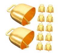 VICASKY 12pcs Rustic Metal Small Bells for Crafts and Pets Shiny Gold Cowbell Pendants with Clear Loud Sound Durable Hanging Ornaments for Christmas Tree Decorations and Farm Animal