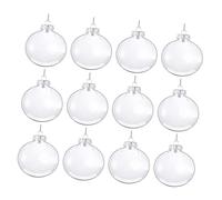 VICASKY 12pcs Transparent Flat Christmas Balls DIY Hanging Ornaments for Xmas Tree Decorations Glossy Baubles for Family Craft Projects and Holiday Decor