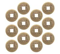 VICASKY 12pcs Vintage Brass Chinese Fortune Coins Feng Shui I-ching Wealth Protection Charms for Prosperity and Success Traditional Ancient Dynasty Divination Accessories