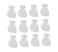 VICASKY 12pcs White Drawstring Storage Bags with Stars Pattern Lace Bamboo Yarn Pouches for Jewelry Pouch and Item Organizer Practical Satchet Pocket for Home and Travel Use