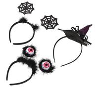 VICASKY 12pcs Witch Hat Headbands Eyeball and Spider Web Design Scary Hair Accessories for Halloween Masquerade Party Festive Eyeball Hairband