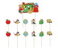 VICASKY 13Pcs Back to School Cake Topper Cupcake Decorations with Fruit and Ornament Designs Friendly for Desserts Centerpieces and Themed Celebrations