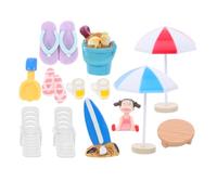 VICASKY 13pcs Resin and Plastic Dollhouse Accessories for Summer Beach Theme Decor for DIY Craft Gardens and Party Supplies