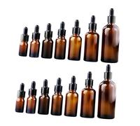 VICASKY 14Pcs Brown Glass Liquid Bottles with Droppers Medicinal Refillable Bottles for Essential Oils DIY Blends Travel Multiple
