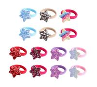 VICASKY 14pcs Gradient Star Sequins Hair Rubber Bands Elastic Ponytail Holders for Women