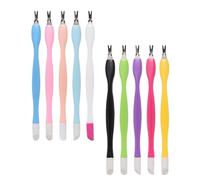 VICASKY 15pcs Dual-head Nail Cuticle Pusher and Dead Skin Fork Set with Plastic Handle for Professional Nail Care and Pedicure Tools Suitable for Manicure and Random Color