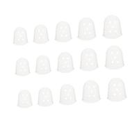 VICASKY 15pcs Silicone Fingertip Protectors for Electric Guitar and Ukulele 5 Sizes, White Finger Guards Designed to Improve Practicing Efficiency and Prevent Hand Scratching