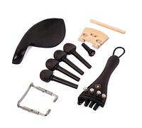 VICASKY 15pcs Violin Ebony Accessories Set with Tailpiece, Chinrest, Tail Gut, Endpin and Pegs - Complete Violin Fittings Kit for String Instrument Maintenance and Repair