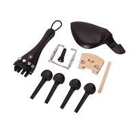 VICASKY 15pcs Violin Ebony Fittings Parts Set Tailpiece Chinrest Endpin Tail Gut and 4 Pegs for Musical Instruments
