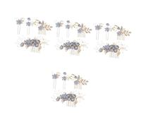 VICASKY 16 pcs Elegant Blue Flower Bridal Hair Comb Wedding Hair Accessories for Bride Handmade Leaf Design Headdress Suitable for Weddings Engagements and Photoshoots