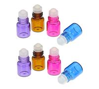 VICASKY 16pcs 1ml Glass Roller Dispenser Bottles Leak-Proof Essential Oil Containers Aromatherapy Travel Kit Tea, Pink, Purple, Blue Colored Bottles
