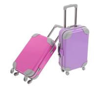 VICASKY 18 Inch Doll Suitcase Toy Luggage Set for Girls, Mini Rolling Hard Shell Trolley Case with Handle, Pretend Play Travel Accessories for American Dolls, 2pcs Pink and Light Purple