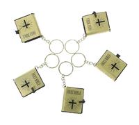 VICASKY 18pcs Bible Book Keychain Gold Color Christian Pendant Key Ring for Bags Backpacks and Gift Sharing Religious Ornament for Baptism and Communion Celebration