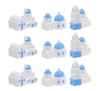 VICASKY 18Pcs Miniature Mediterranean Beach House Figurines Resin Tiny Houses for Microlandscape DIY Seaside Scene Decoration Mini Ocean Villa Accessories