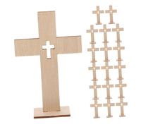 VICASKY 18pcs Unfinished Wooden Cross Ornaments DIY Craft Standing Tabletop Crosses for Church Decorations Baptism Communion Centerpieces Easter Spiritual Celebration