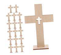 VICASKY 18pcs Unfinished Wooden Crosses with Stable Base for Easter Baptism Wedding Tabletop Religious Decor Compact Christian Ornaments for Home and Church Display