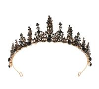 VICASKY 1Pc Baroque Tiara Crown Black Vintage Headdress for Weddings Parties and Special Occasions Durable with Elegant Crystal Decoration for Brides and Queens