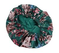 VICASKY 1Pc Floral Green Shower Cap Durable Double Bathing Hat for Women Elastic Fit for All Head Lightweight and Portable for Travel