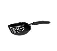 VICASKY 1PC Metal Cat Litter Scoop with Filter Durable High Hardness Design Space Saving Hanging Feature Cute Cat Face Cutout for Pet Owners Black