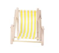 VICASKY 1Pc Miniature Beach Chair Model Yellow Stripe Recliner Ornament for Dollhouse Play House Accessories DIY Decor for Mini Scene Setting Enhances Imagination and Fun