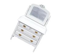 VICASKY 1pc Miniature Wooden Dressing Table with Mirror for Dollhouse Decor White Dollhouse Decoration for DIY Mini Home Accessories Adds Chic Atmosphere to Your Miniature Scene