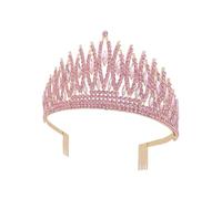 VICASKY 1Pc Pink Rhinestone Bride Crown Headdress Elegant Costume Accessory for Weddings Parties Photography Chic Hairband for Brides Bridesmaids