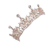 VICASKY 1pc Rhinestone Bride Tiara Elegant Headdress for Lightweight and Comfortable Wedding Crown for Bridal Birthday and Special Occasions Gold Finish