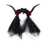 VICASKY 1Pc Steampunk Devil Horn Headgear with Veil Retro Antelope for Halloween Parties Unique Headdress Accessory Stylish Cosplay Ornament for Festivals