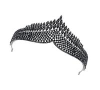 VICASKY 1Pc Vintage Black Wedding Crown Headdress for Ladies Elegant Retro Tiara with Rhinestones for Bridal and Birthday Celebrations Stunning Design Eye Catching Accessory