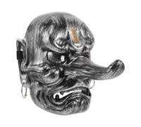 VICASKY 1pcs Japanese Tengu Mask Retro Silver Plastic Full Face Demon Mask Precise Craftsmanship Intricate Detailing for Theatrical Productions Collectors